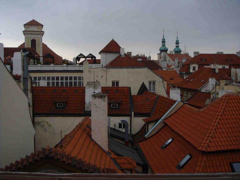 翌朝、部屋の窓からプラハの屋根です。